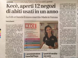 Anche L’arena parla di KECE’ il negozio dell’usato